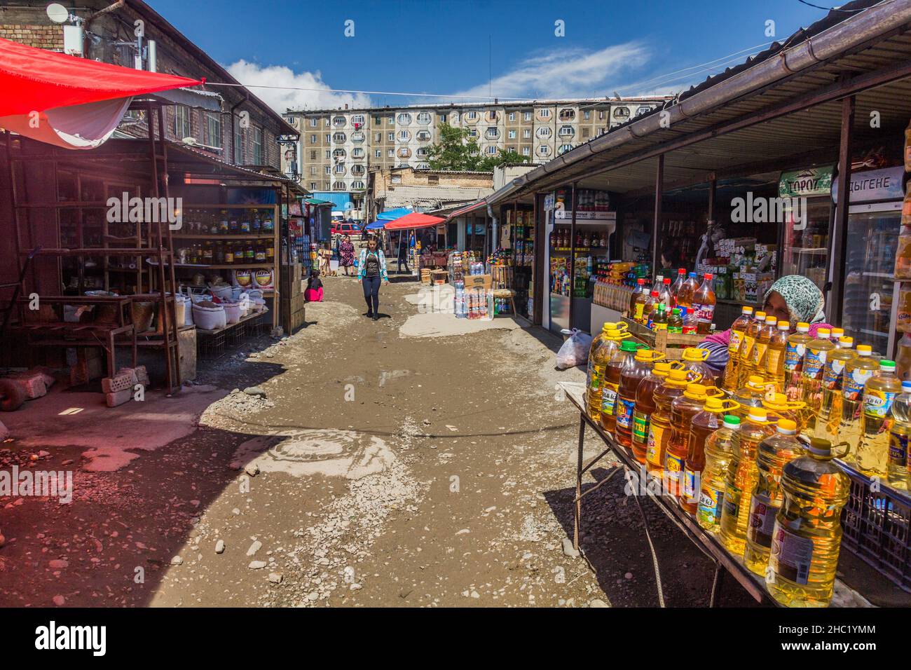 OSH, KIRGHIZISTAN - 28 MAGGIO 2018: Vista del bazar in OSH, Kirghizistan Foto Stock