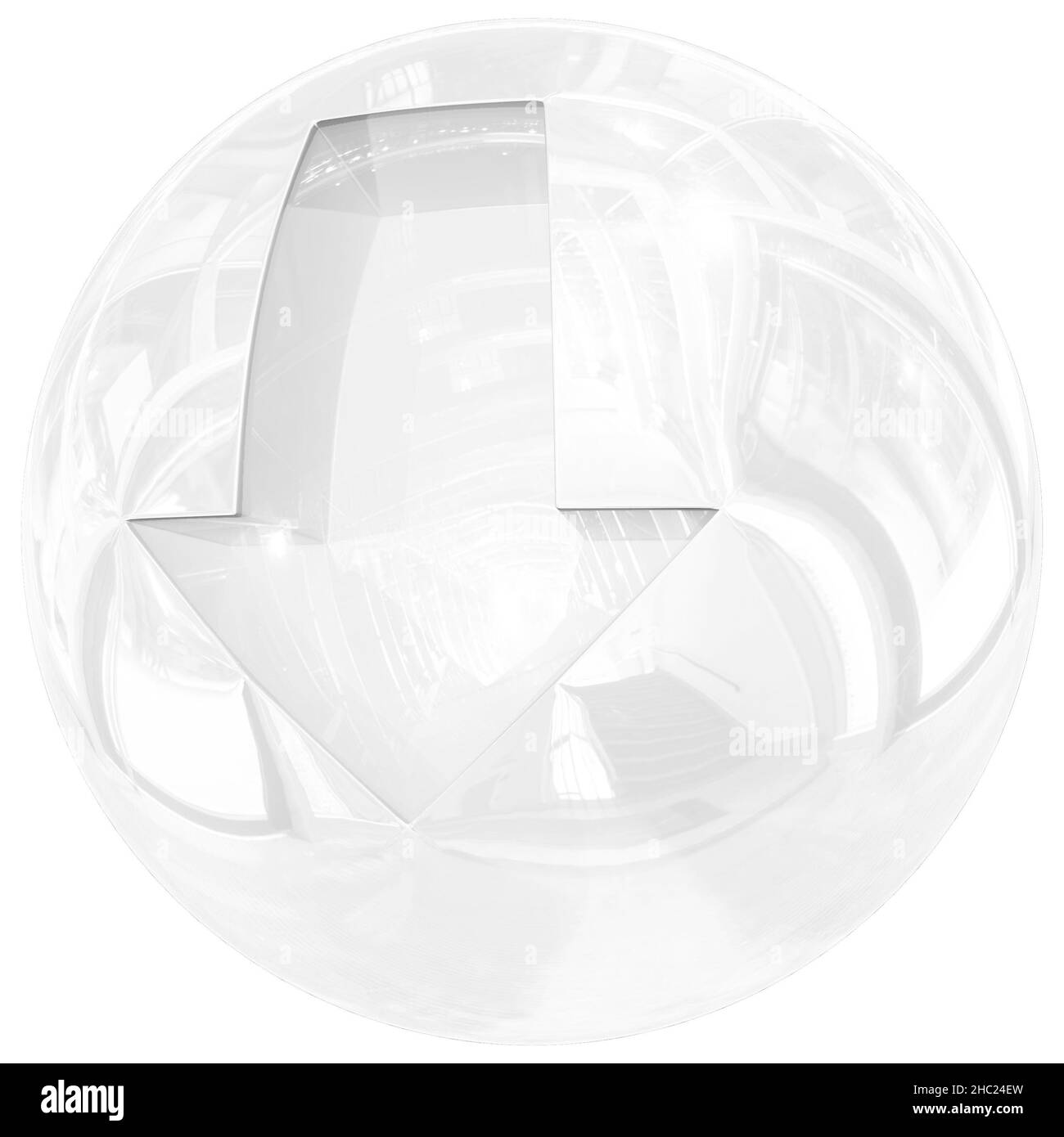 Sfera con freccia - scarica pulsante 3D isolato - 3D rendering Foto Stock