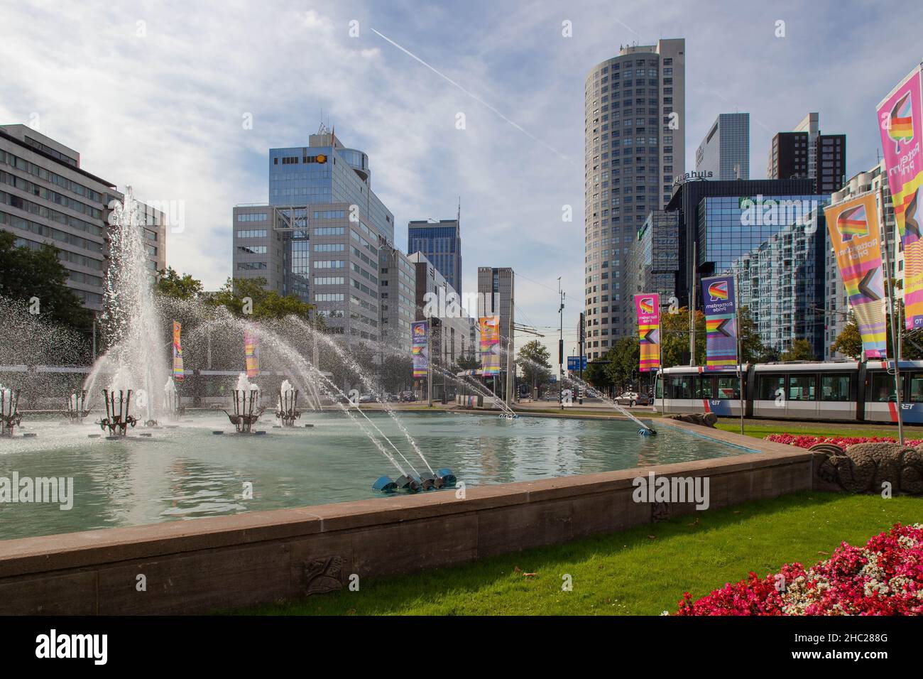 Vista dalla Fontana di Hoflein verso Weena, Rotterdam, Paesi Bassi Foto Stock