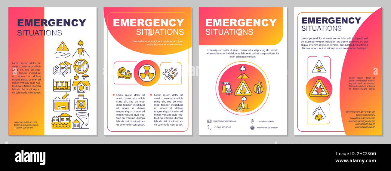 Modello di brochure rosso situazioni di emergenza Illustrazione Vettoriale
