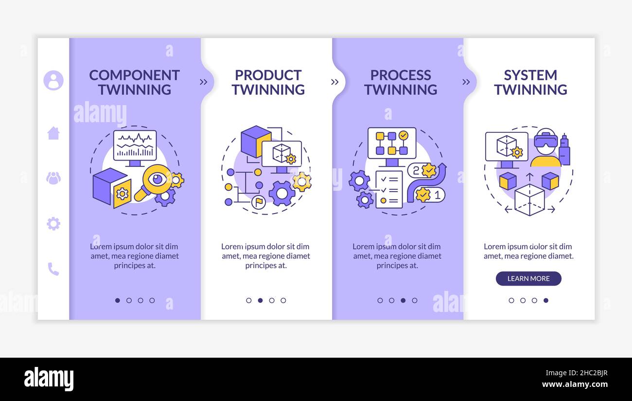 Modello di onboarding digitale a due livelli viola e bianco Illustrazione Vettoriale