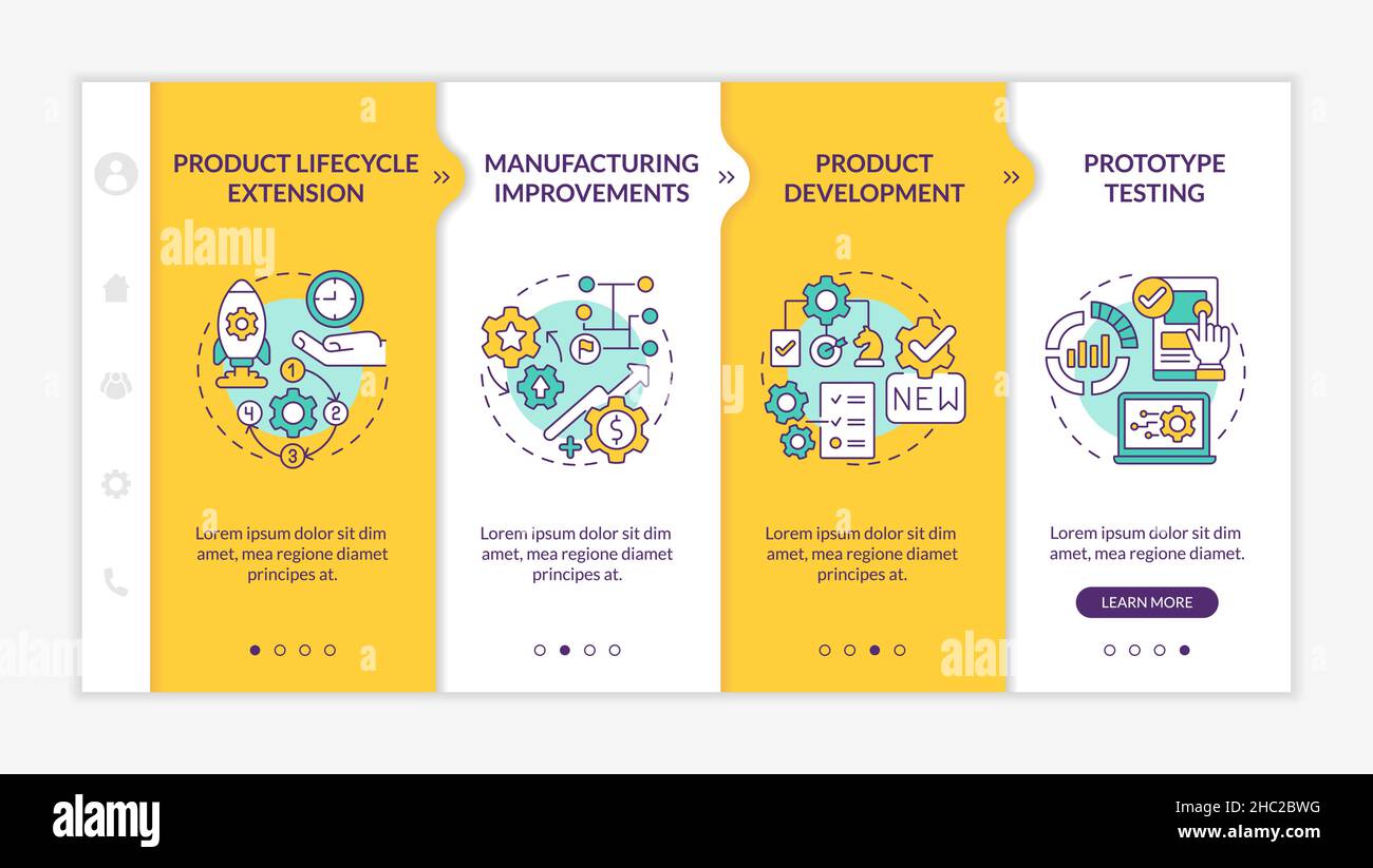 Modello di onboarding giallo per applicazioni gemelle digitali Illustrazione Vettoriale