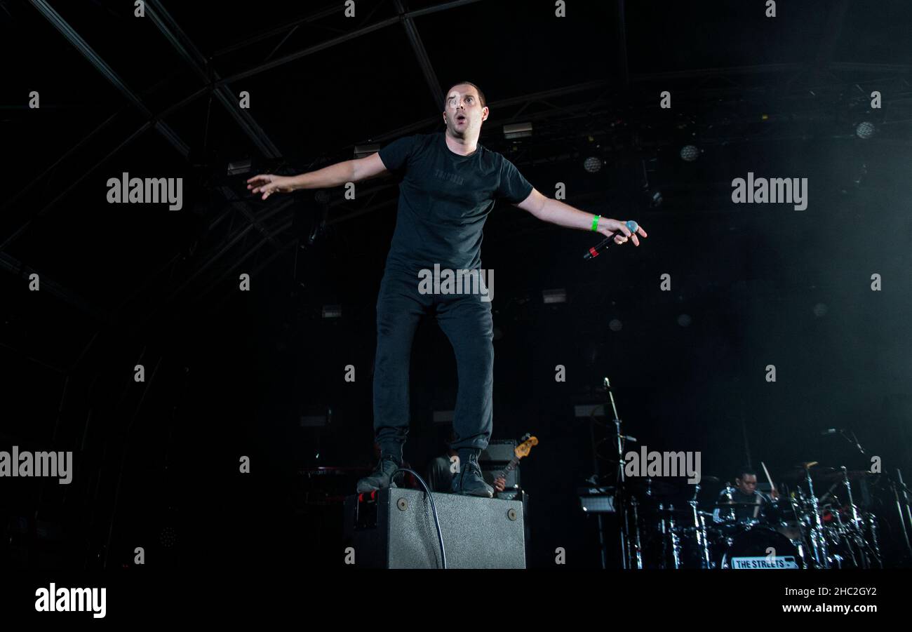 Mike Skinner, le strade in concerto Castlefield Bowl, Manchester Regno Unito Foto Stock