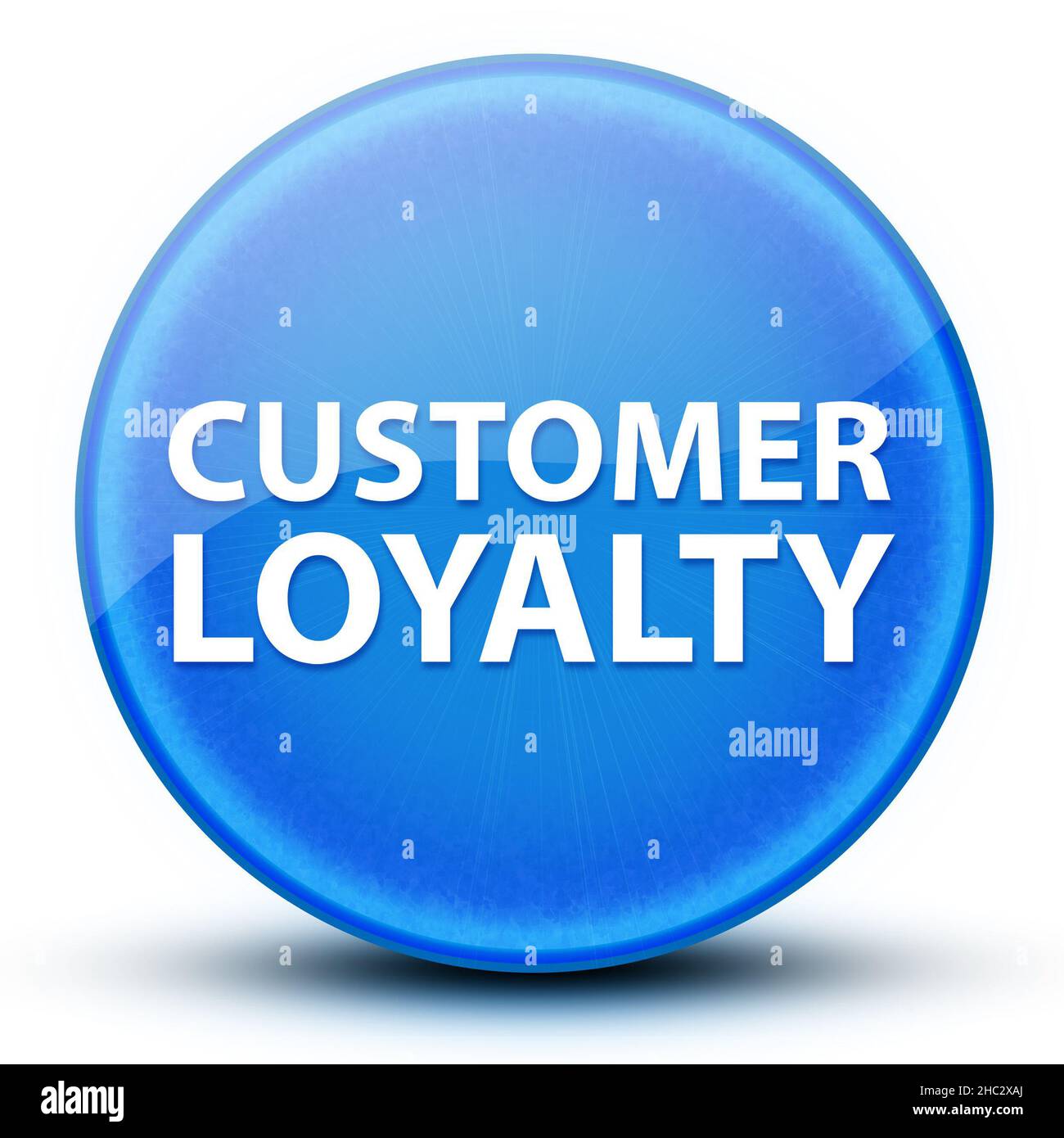 Customer Loyalty bulbo oculare lucido elegante pulsante rotondo blu illustrazione astratta Foto Stock