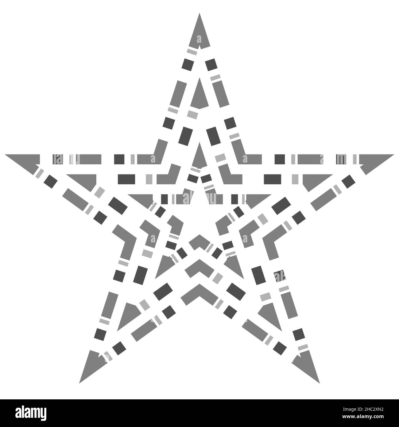 Forma a stella a cinque punti - icona simbolo del segno decomposto - illustrazione vettoriale Illustrazione Vettoriale