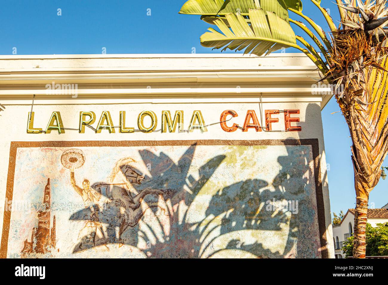 Murale storico, la Paloma Cafe, Santa Barbara, California Foto Stock