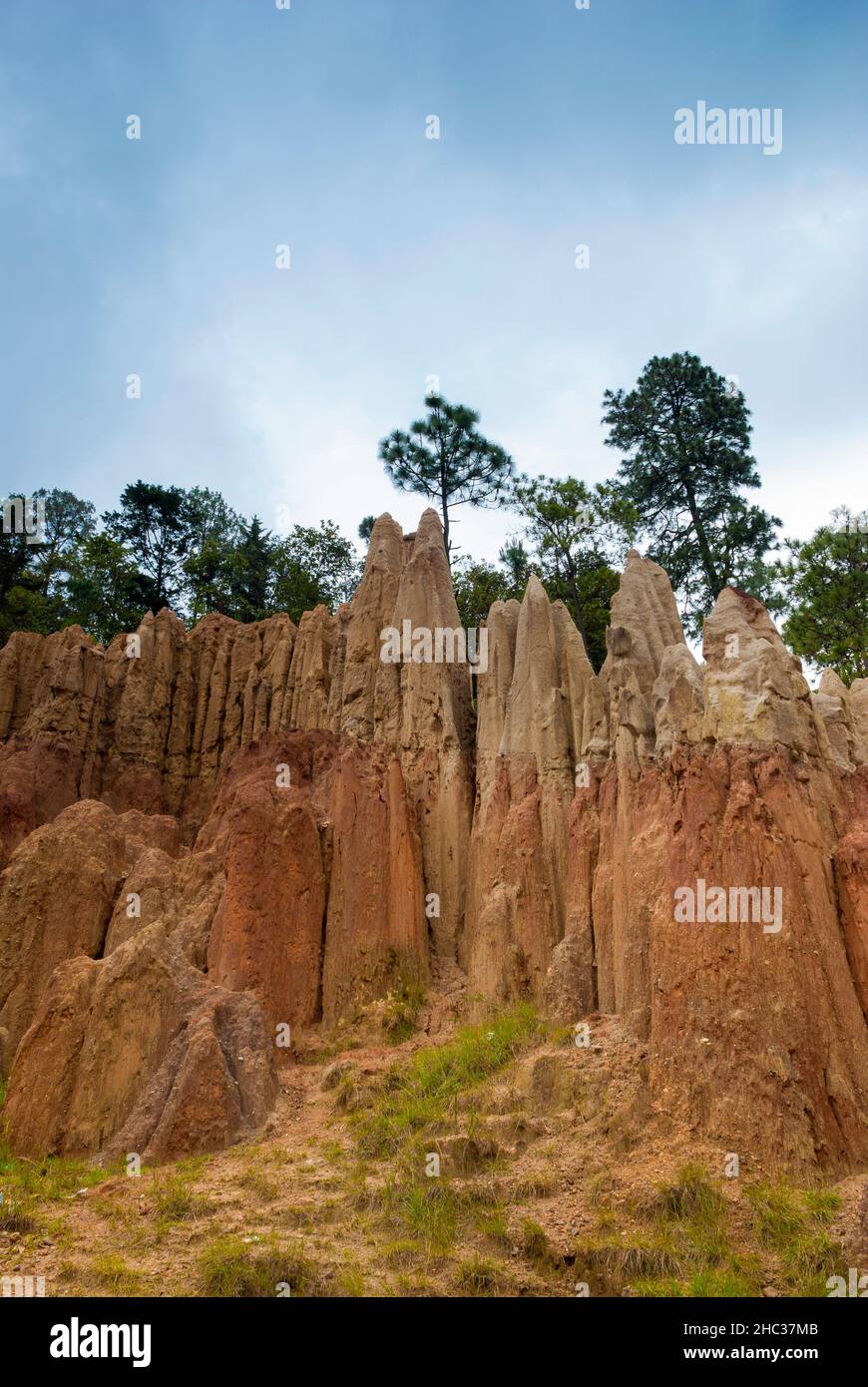 Rischi, strati di terra a Momostenango Guatemala Foto Stock