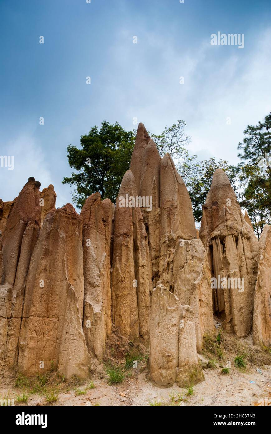Rischi, strati di terra a Momostenango Guatemala Foto Stock