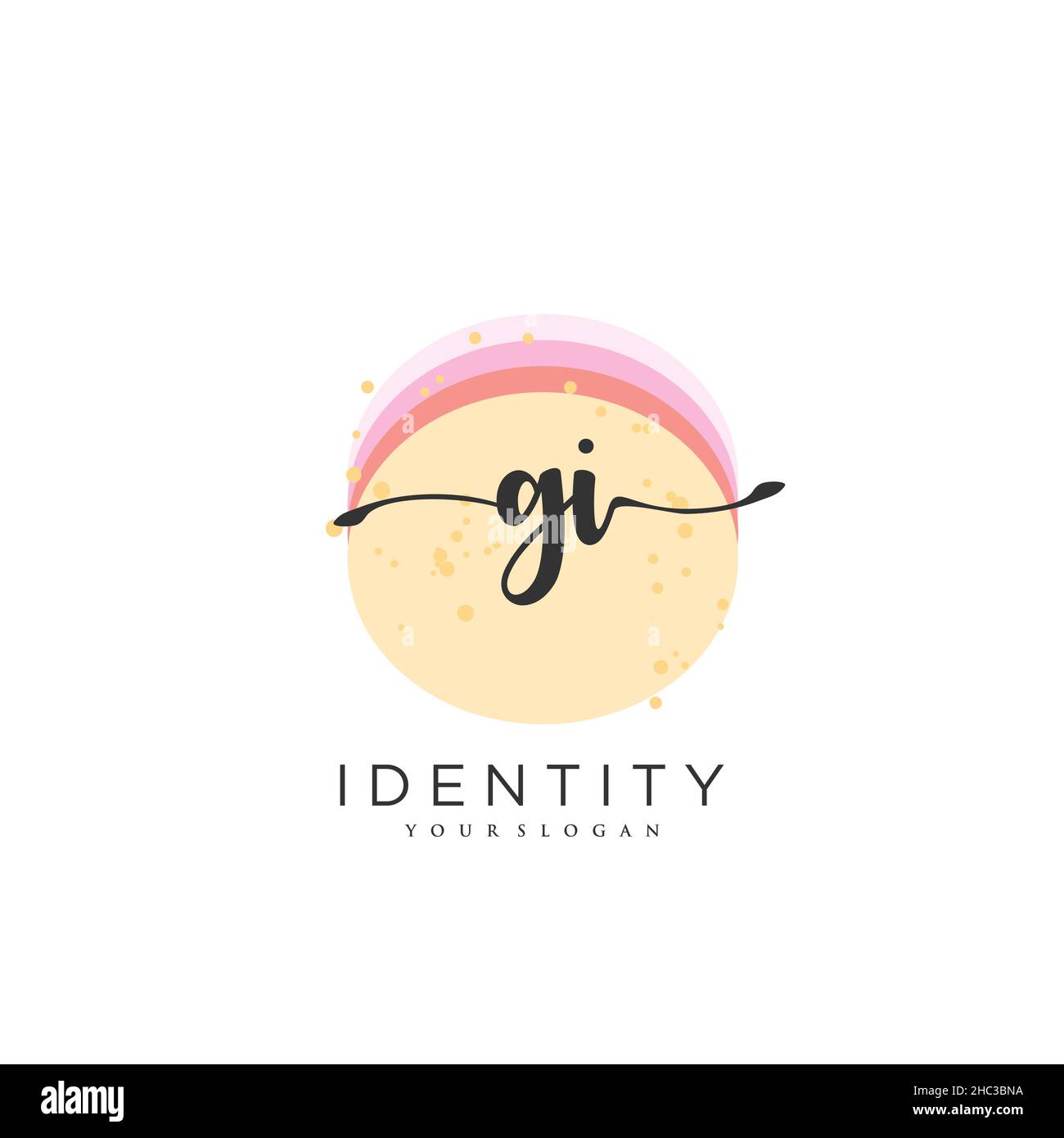 GI Handwriting logo arte vettoriale di firma iniziale, matrimonio, moda, gioielleria, boutique, floreale e botanica con modello creativo per qualsiasi azienda Illustrazione Vettoriale