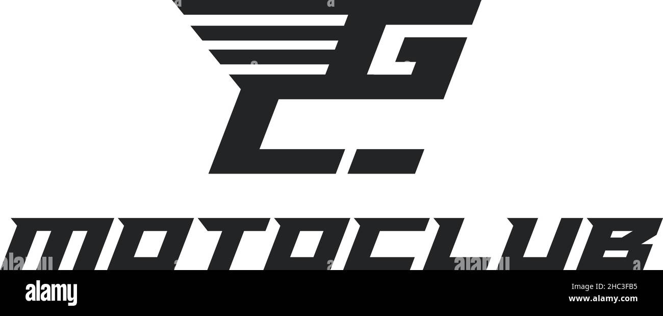 Logo del team MOTO CLUB con lettera piatta Illustrazione Vettoriale