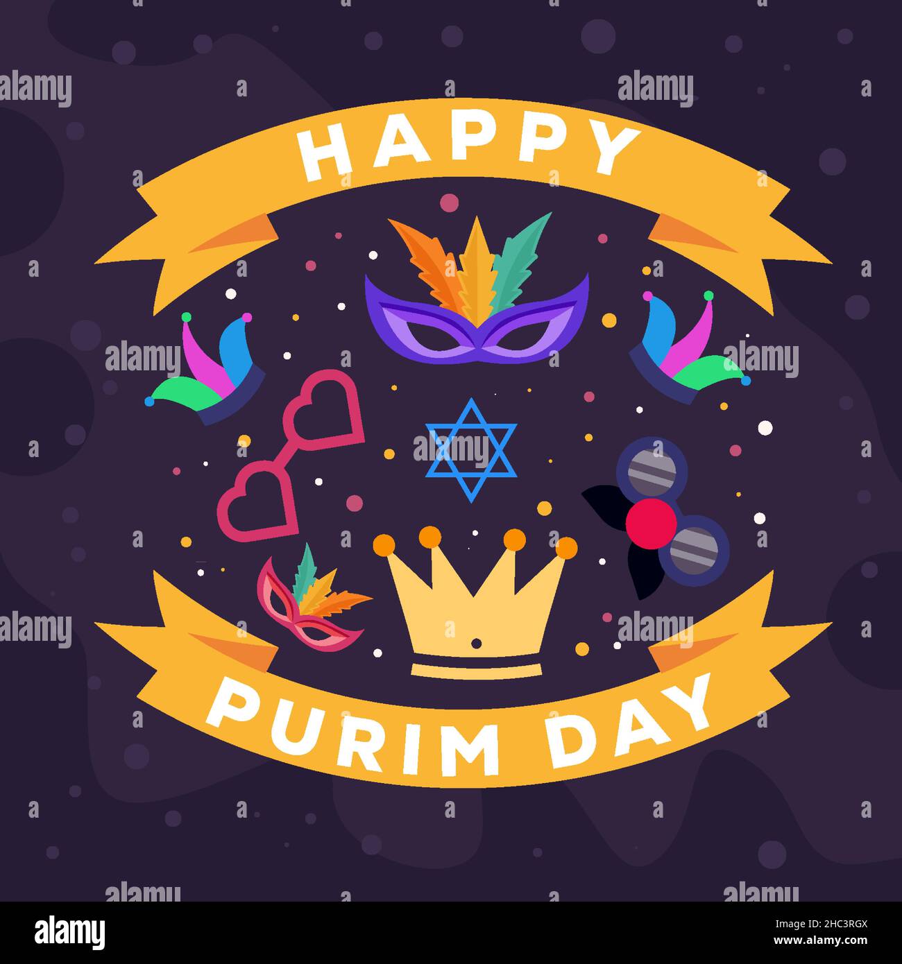 flat design vettoriale happy purim giorno Illustrazione Vettoriale