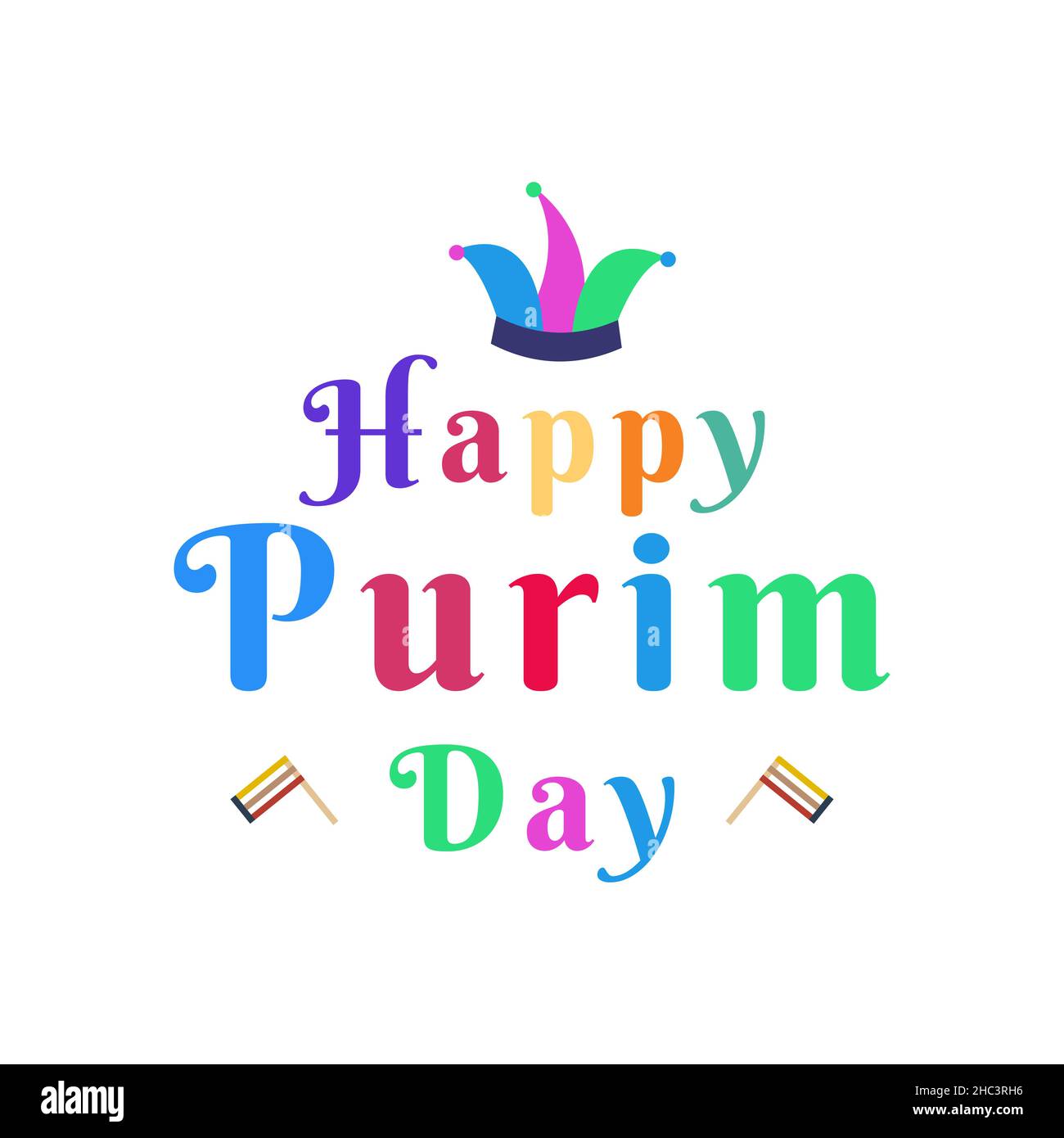 buon giorno purim con testo colorato Illustrazione Vettoriale