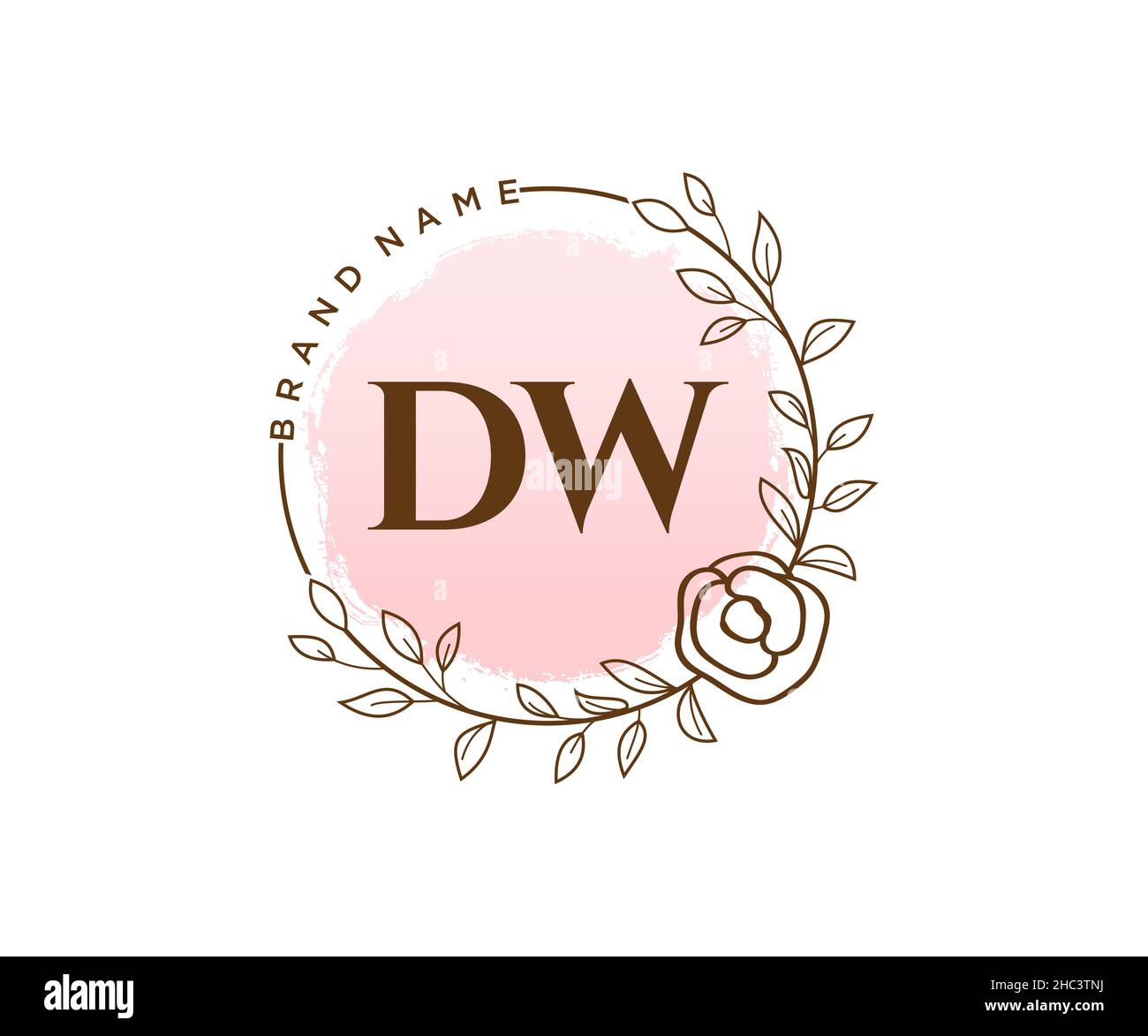 Logo DW femminile. Utilizzabile per la natura, salone, centro benessere, cosmetici e loghi di bellezza. Elemento modello di disegno con logo a vettore piatto. Illustrazione Vettoriale
