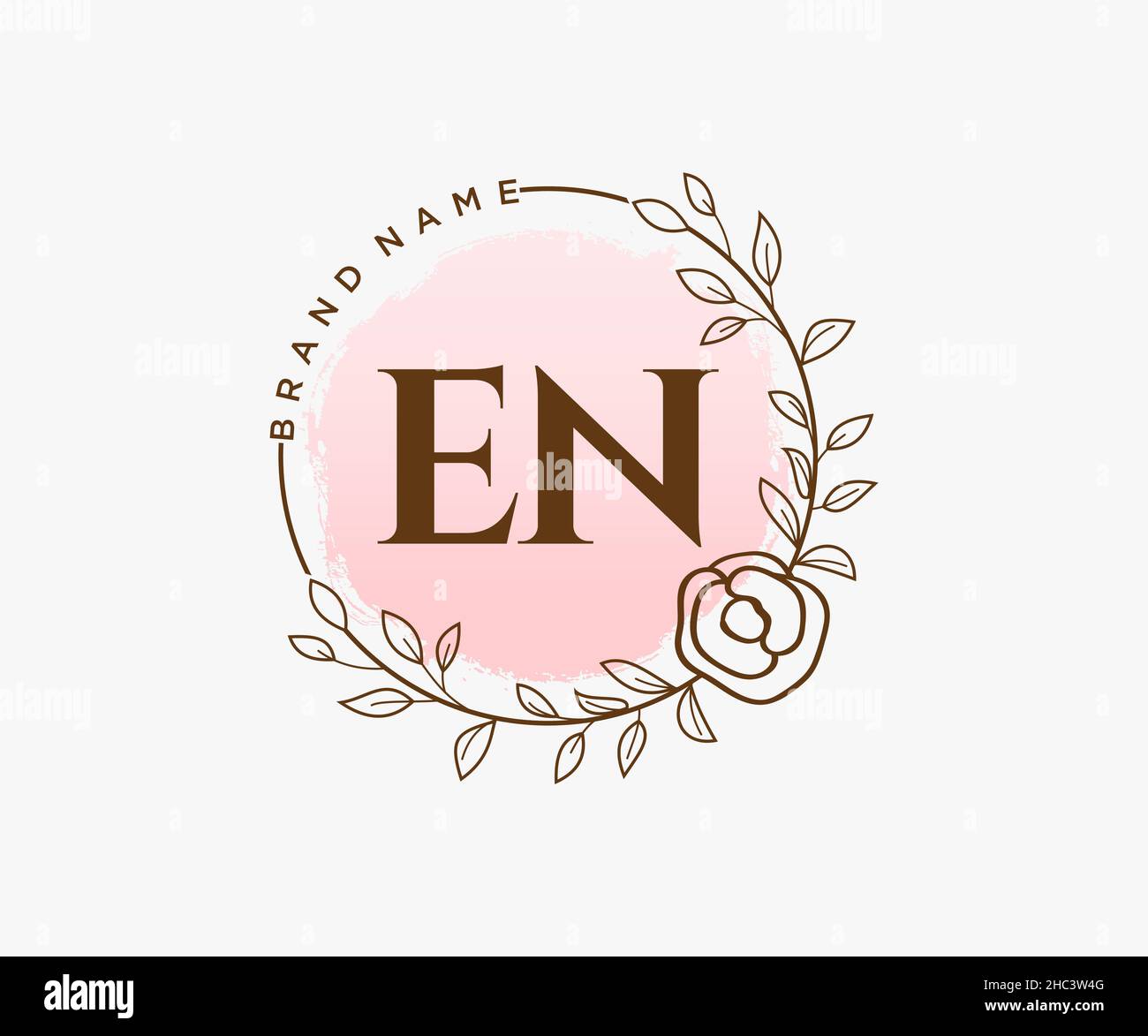 LOGO FEMMINILE EN. Utilizzabile per la natura, salone, centro benessere, cosmetici e loghi di bellezza. Elemento modello di disegno con logo a vettore piatto. Illustrazione Vettoriale