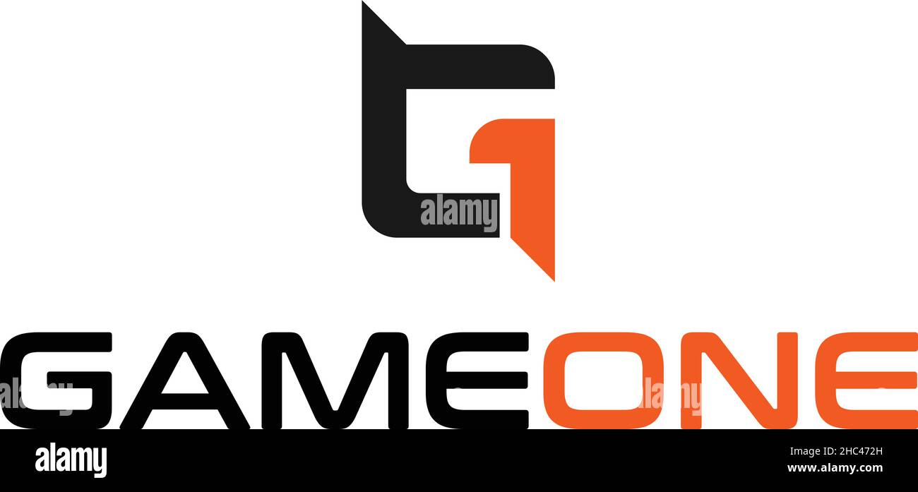 Design del logo Flat Initial G GAME ONE Challenge Illustrazione Vettoriale