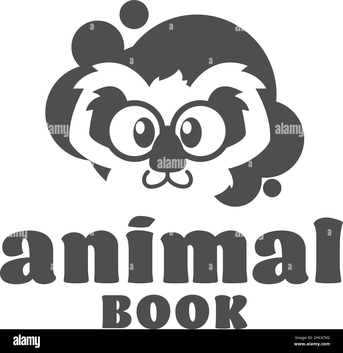 Profilo piatto ANIMALE LIBRO carbone cute logo design Illustrazione Vettoriale