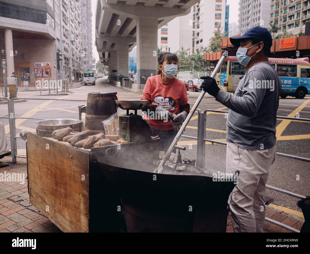 Castagne fritte a Hong Kong Foto Stock