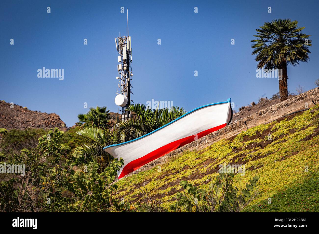 Barca sulla collina sulla strada per Los Gigantes a Tenerife Foto Stock