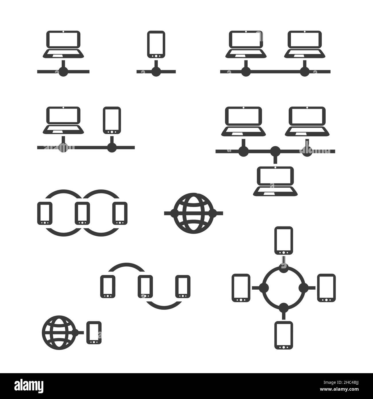 Reti, connessioni: Social, Internet, icone di Cloud Computing Illustrazione Vettoriale