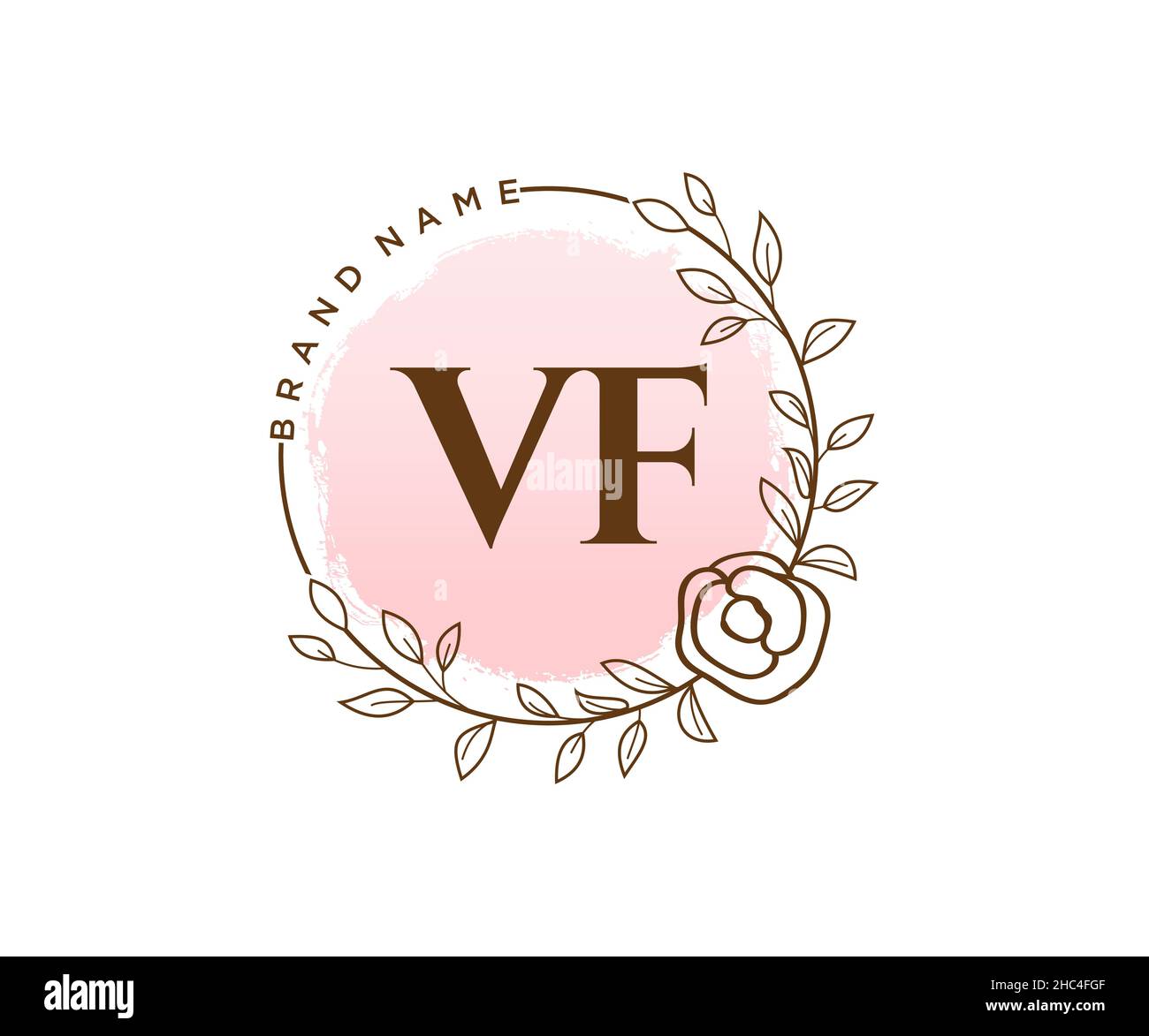 Logo VF femminile. Utilizzabile per la natura, salone, centro benessere, cosmetici e loghi di bellezza. Elemento modello di disegno con logo a vettore piatto. Illustrazione Vettoriale