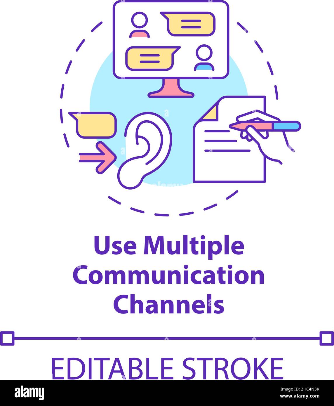 Utilizzare l'icona concetto canali di comunicazione multipli Illustrazione Vettoriale