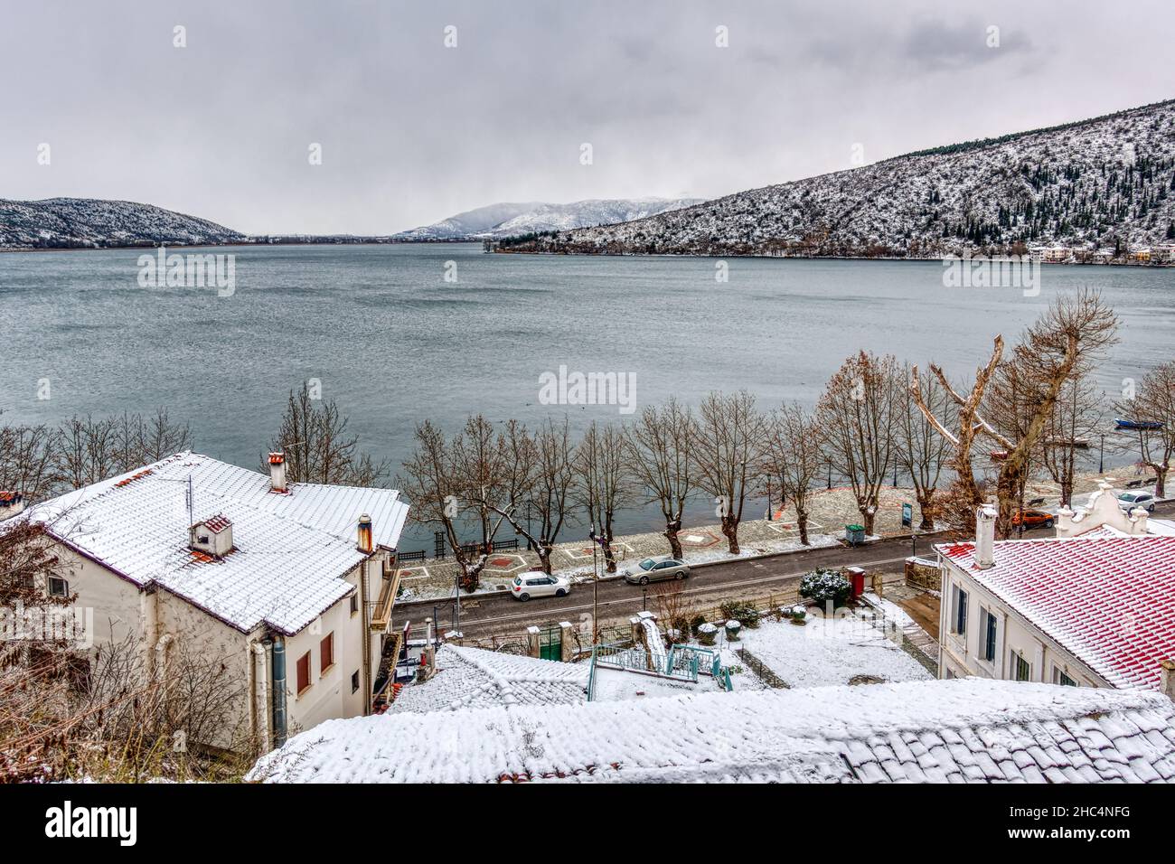 Kastoria in inverno, Grecia Foto Stock