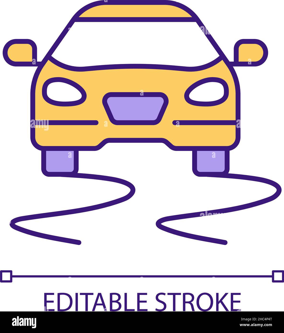 Guida dell'auto su strada ghiacciata icona di colore RGB Illustrazione Vettoriale
