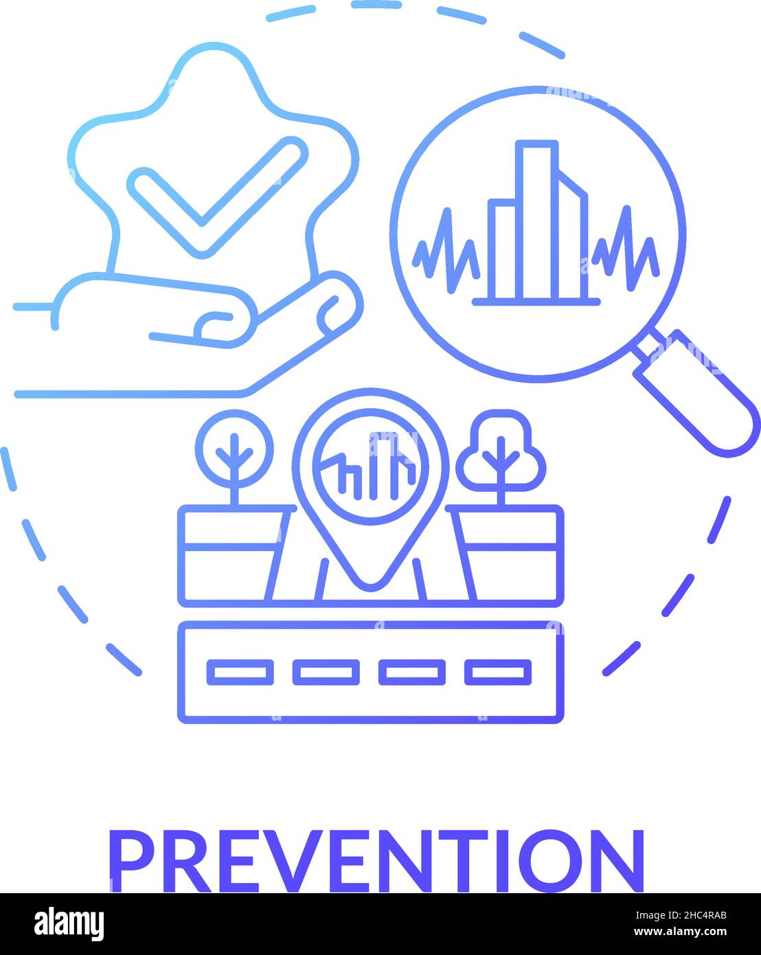 Icona del concetto di gradiente blu di prevenzione Illustrazione Vettoriale