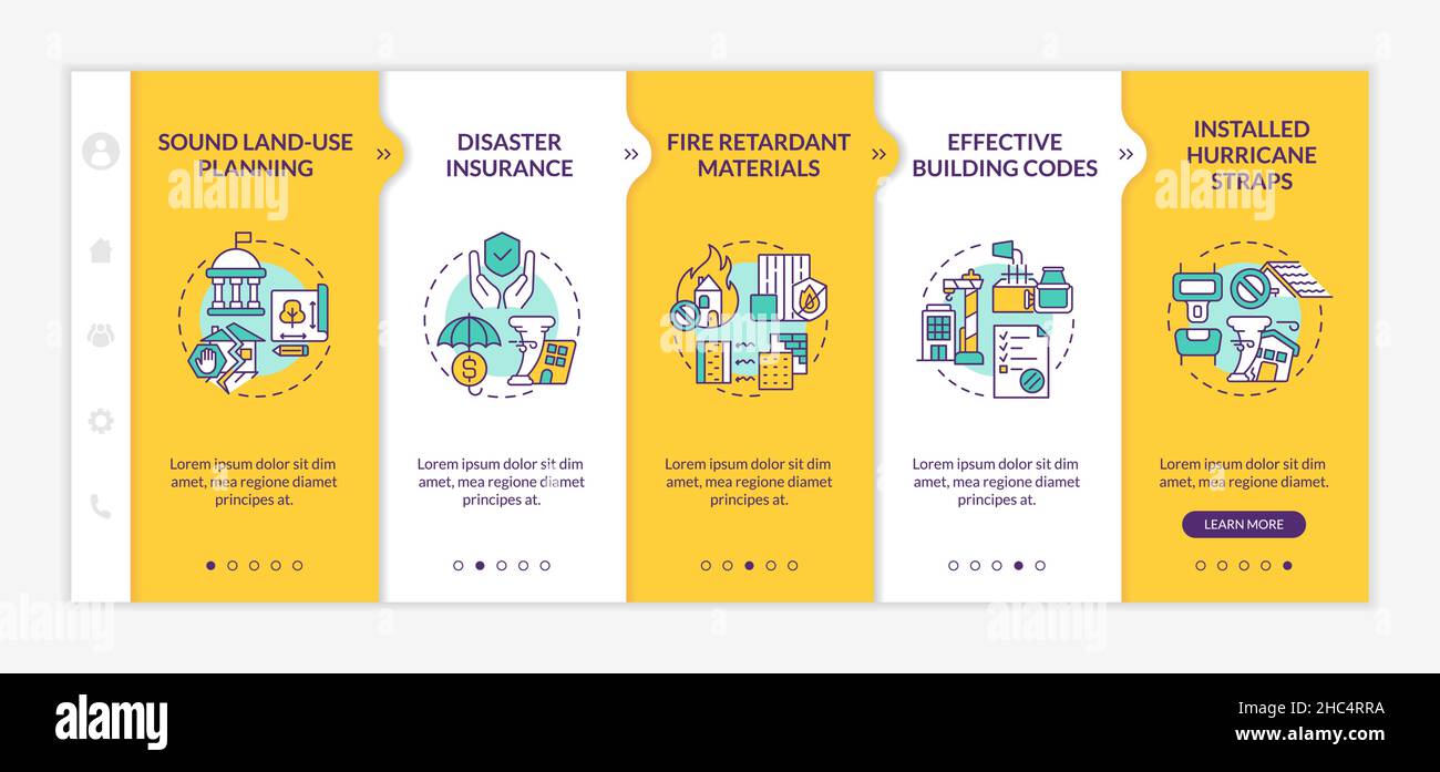 La mitigazione dei disastri comporta un modello di onboarding giallo Illustrazione Vettoriale