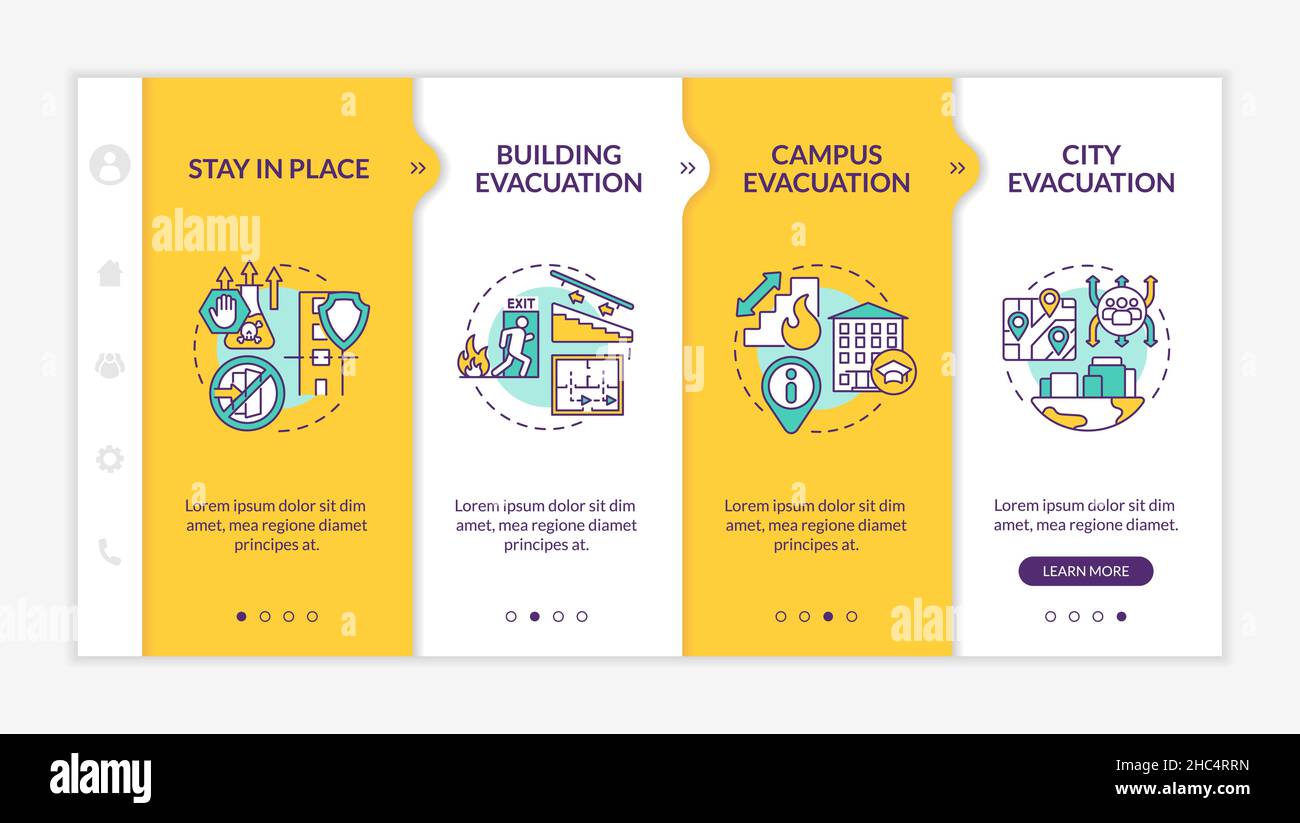 Modelli di evacuazione modello di inserimento giallo Illustrazione Vettoriale