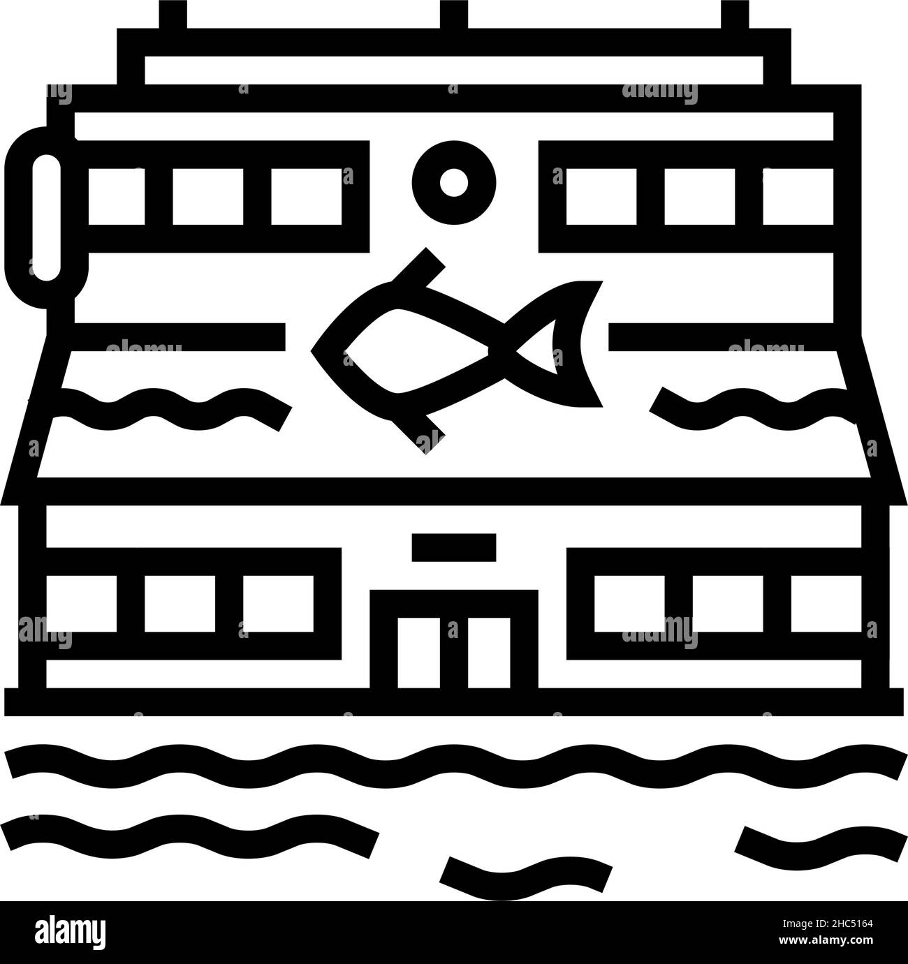 illustrazione vettoriale della linea di ristoranti di pesce Illustrazione Vettoriale