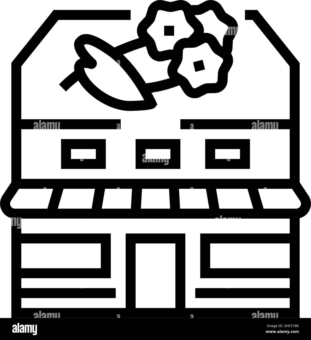 illustrazione vettoriale dell'icona della linea del negozio di fiori Illustrazione Vettoriale