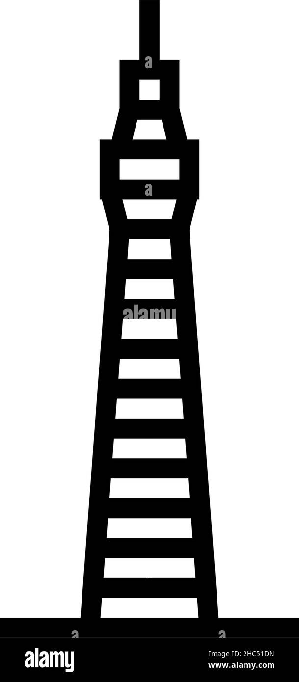 illustrazione vettoriale dell'icona della linea di costruzione della torre Illustrazione Vettoriale