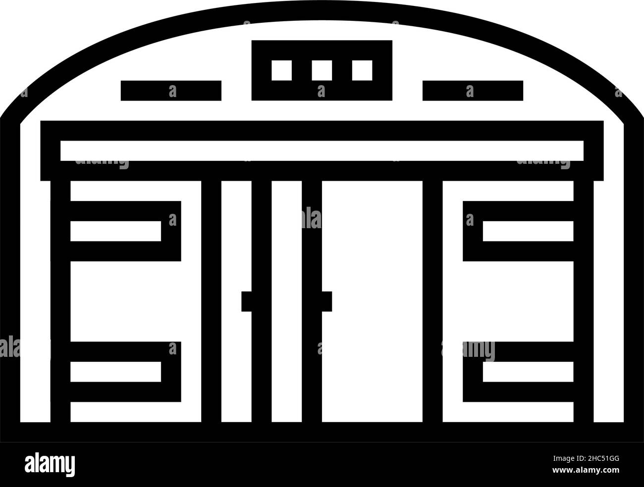 illustrazione vettoriale dell'icona della linea di costruzione del magazzino Illustrazione Vettoriale