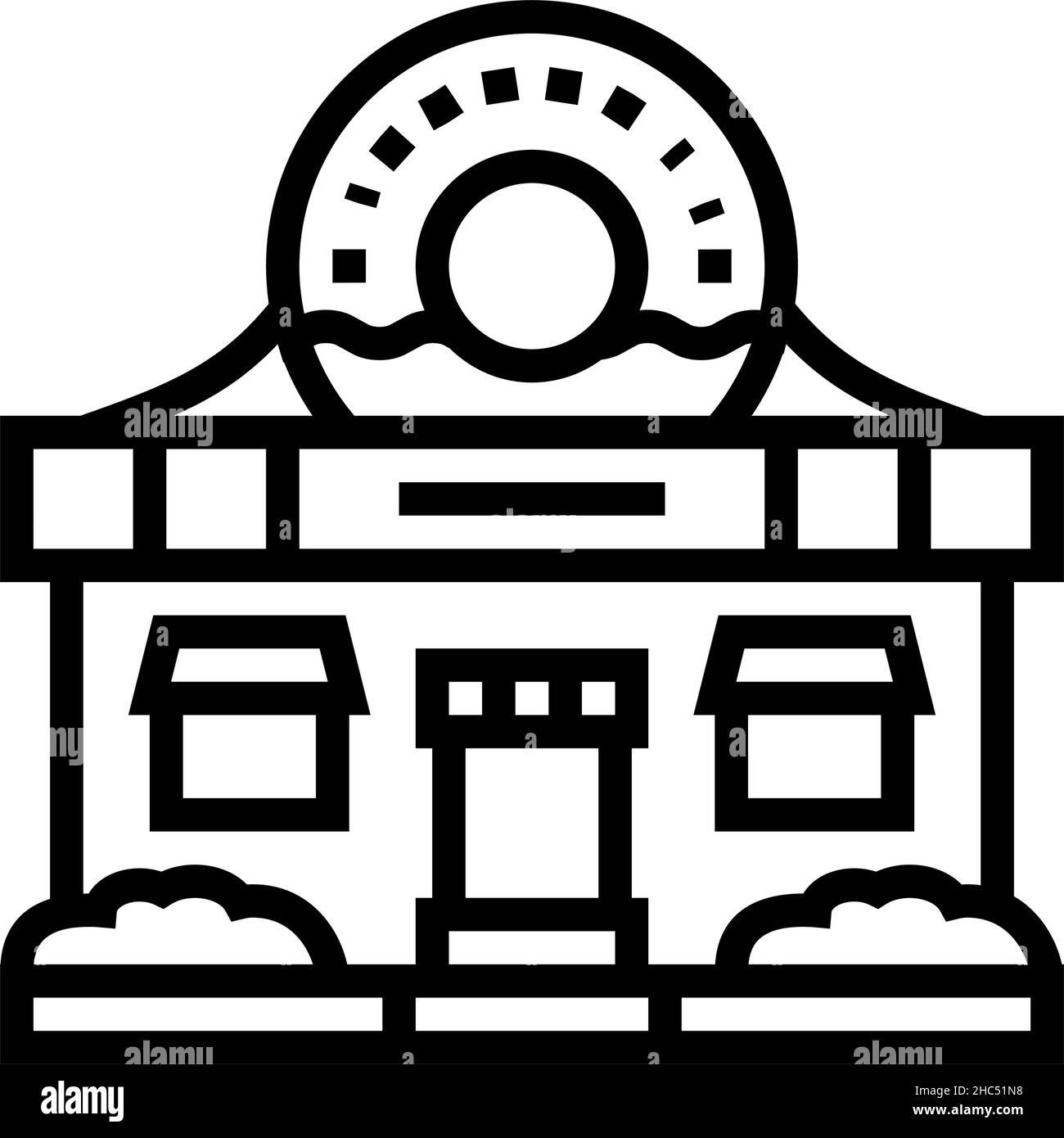icona della linea di negozio di ciambella illustrazione vettoriale Illustrazione Vettoriale