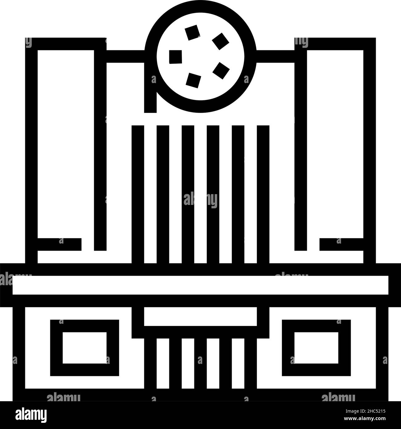 illustrazione vettoriale dell'icona della linea di costruzione del cinema Illustrazione Vettoriale