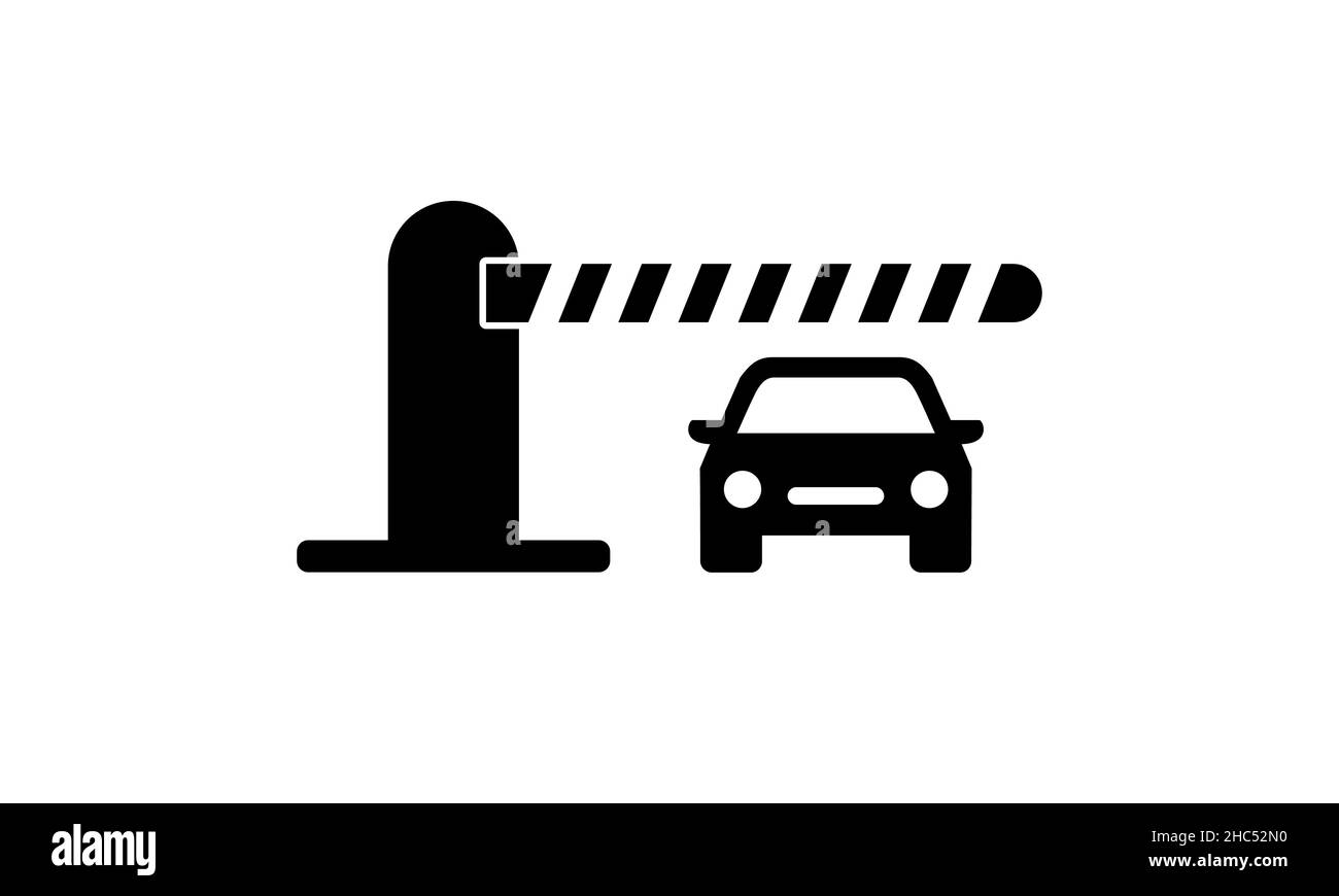 Profilo della barriera di parcheggio e segno vettoriale pieno, icona barriera auto automatica Illustrazione Vettoriale