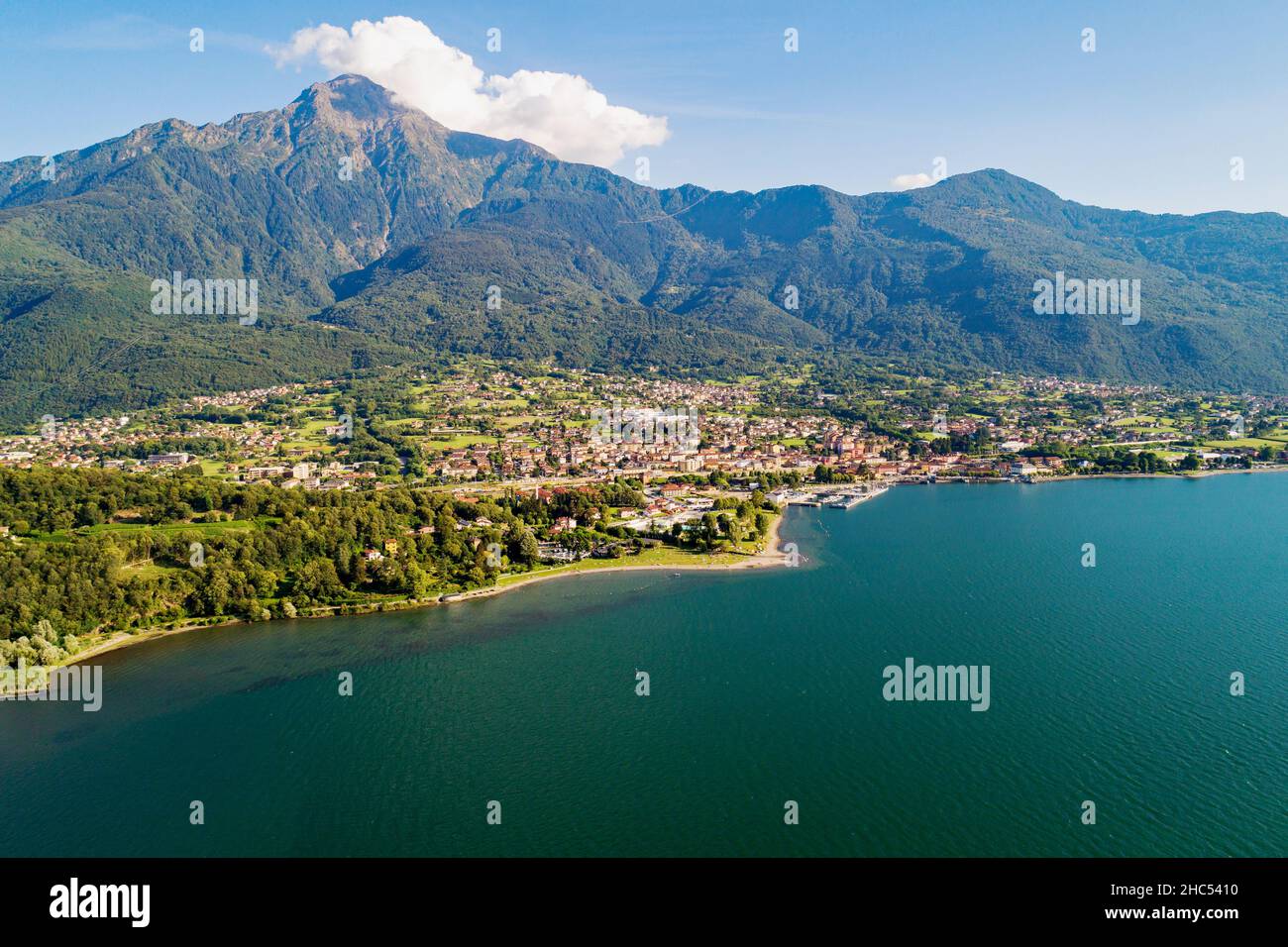 Lago di Como (IT), Lido di Colico, vista aerea Foto Stock