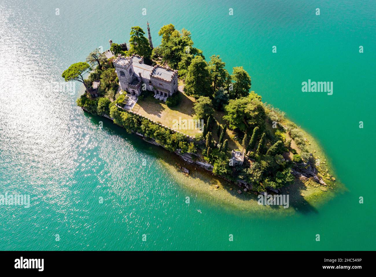 Lago d'Iseo (IT), Isola di Loreto, vista aerea Foto Stock