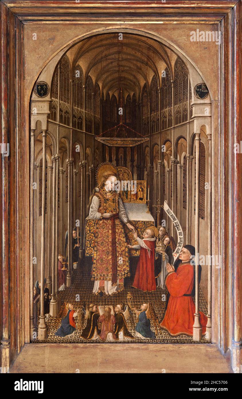 Le Sacerdote de la Vierge, Peinture du maitre des heures Collins (actif a Amiens dans le 2eme quart du 15eme siecle), datant de 1438, le Plus ancien P Foto Stock