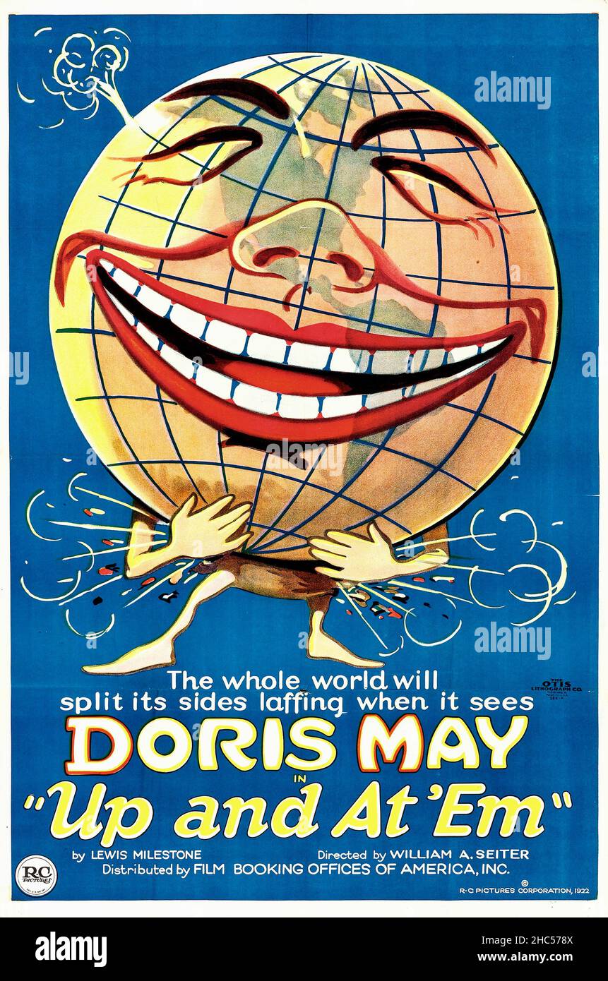 Poster for Up and at 'em è un film di commedia romantica americana del 1922 diretto da William A. Seiter e con Doris May e Hallam Cooley. Foto Stock