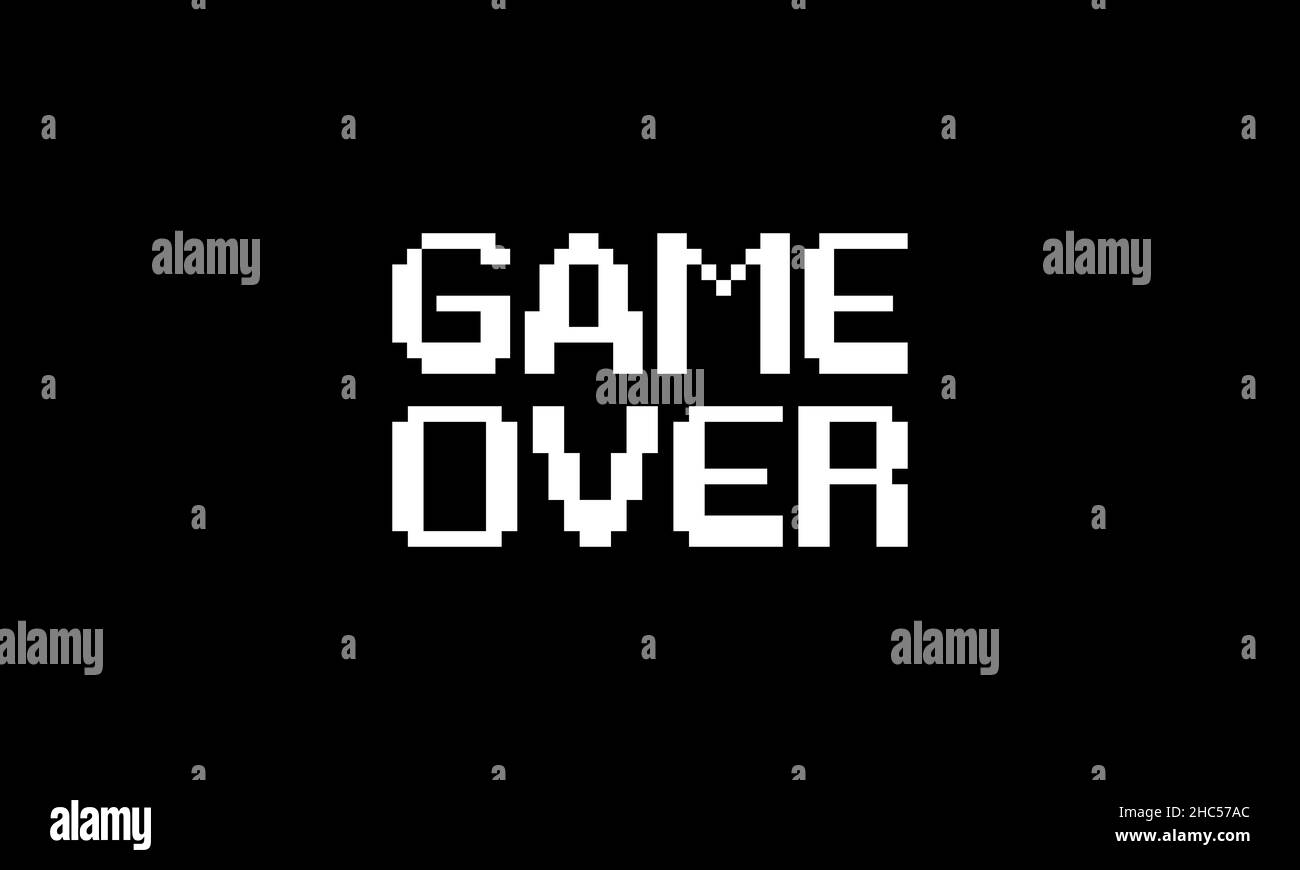 Pixel Game Over, pixel Game Over a 8 bit, sfondo vettoriale Illustrazione Vettoriale