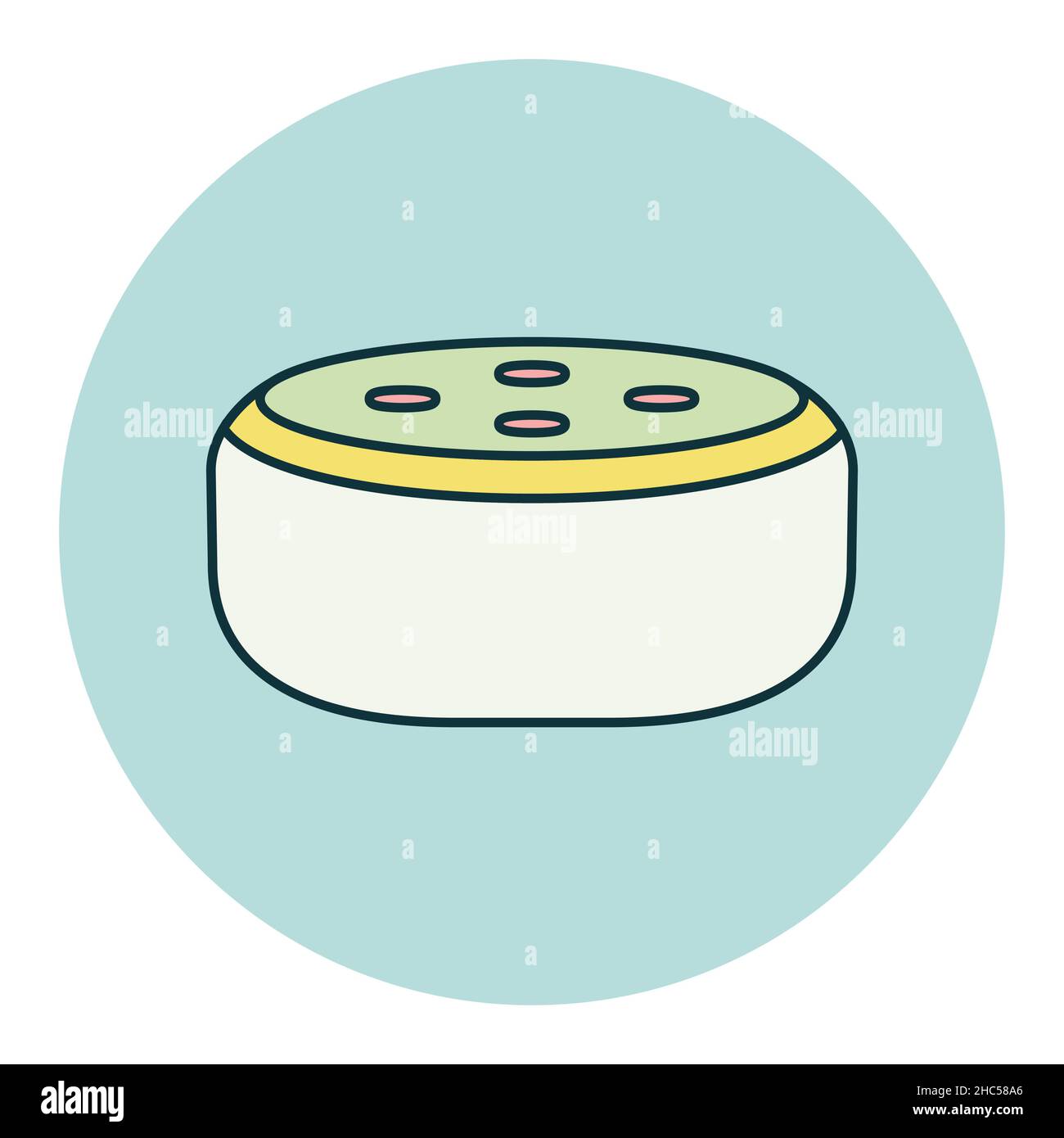Altoparlante intelligente di piccole dimensioni con icona vettoriale a colori per il riconoscimento vocale. Simbolo grafico per il design di applicazioni, logo, app e siti Web musicali e audio Illustrazione Vettoriale