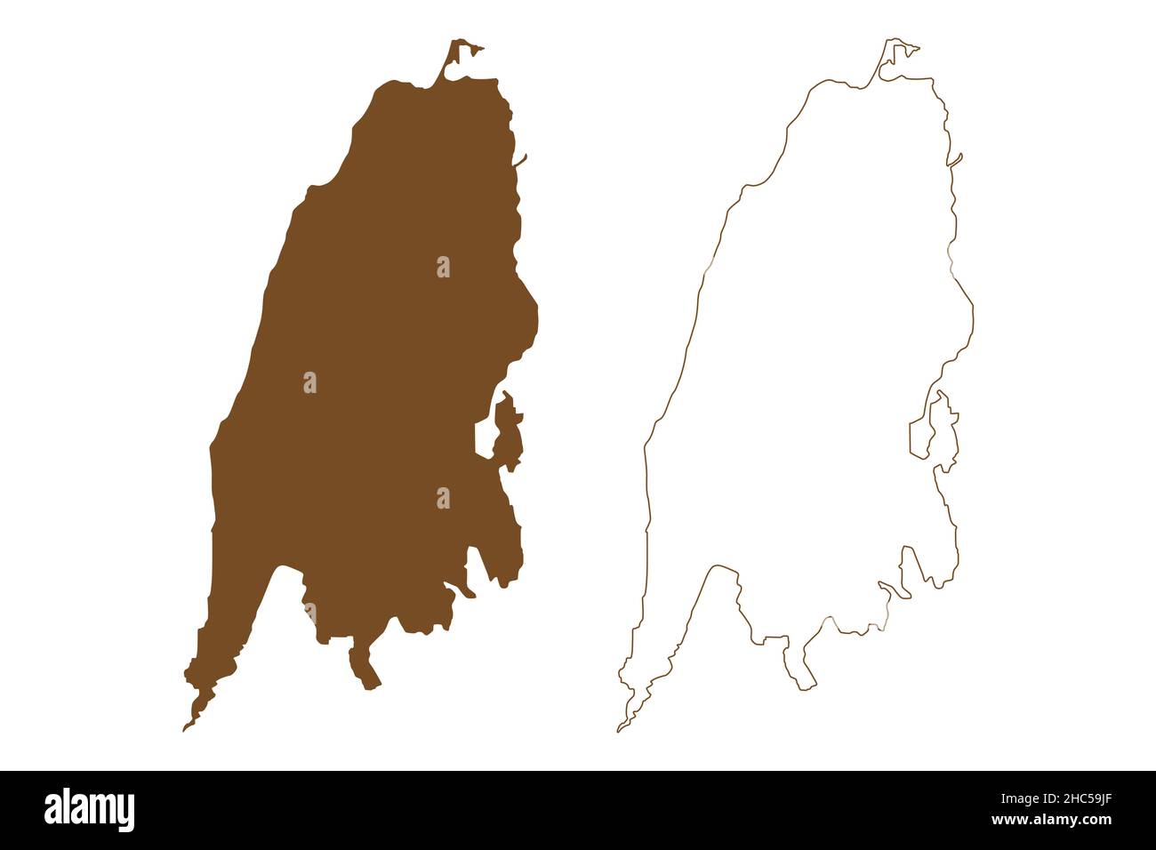 Isola di Lefkada (Repubblica ellenica, Grecia, Isole IONIE) illustrazione vettoriale di mappa, schizzo di scricbble Leucadia, Lefkas o Leukas mappa Illustrazione Vettoriale