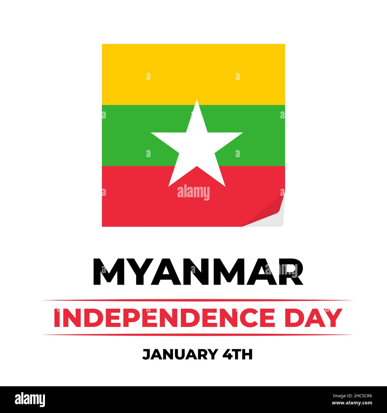 Poster tipografico del Myanmar Independence Day. Festa nazionale celebrata il 4 gennaio. Modello vettoriale per banner, biglietti d'auguri, volantini, ecc. Illustrazione Vettoriale