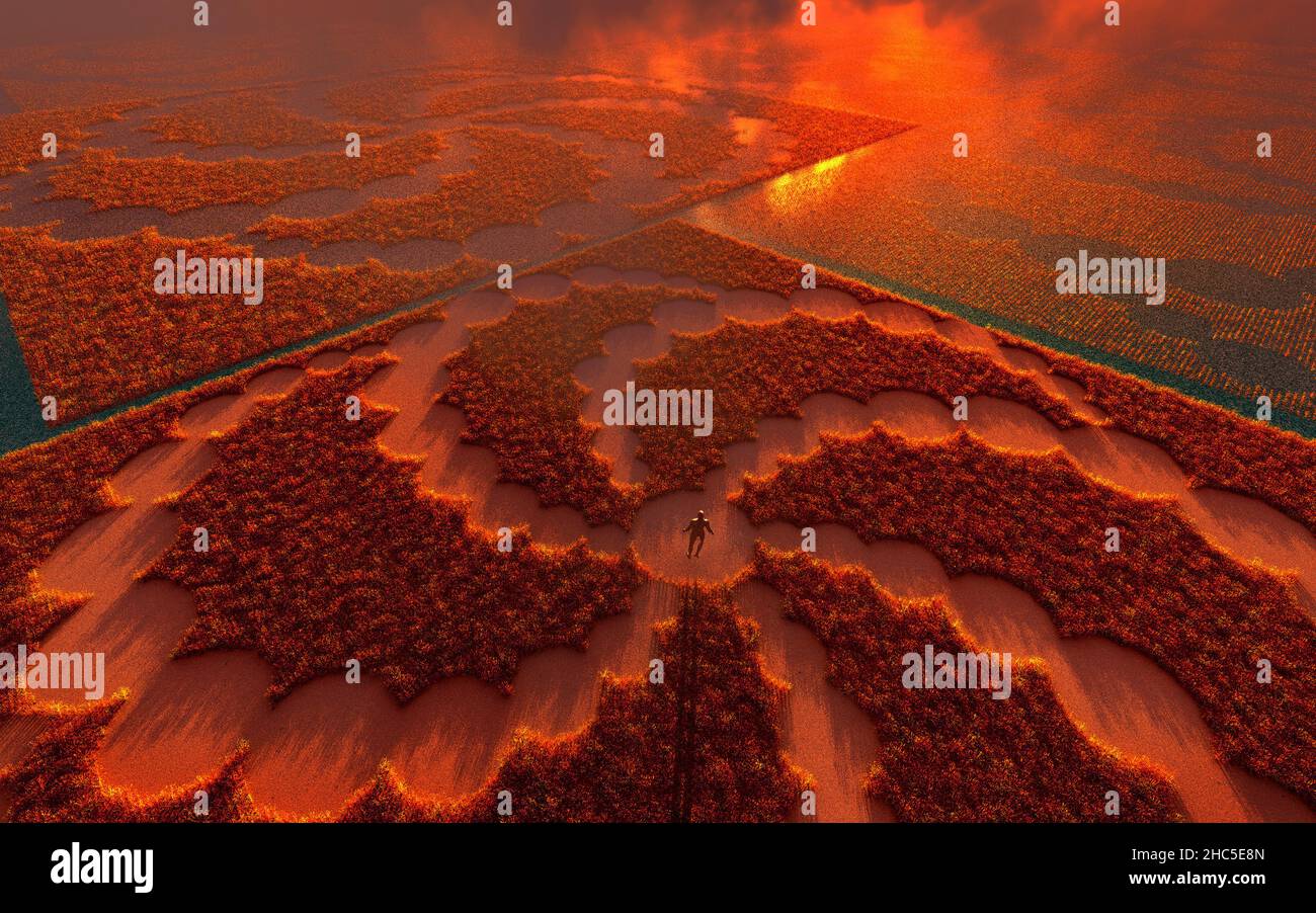 Camminando attraverso Un cerchio di ritaglio Foto Stock