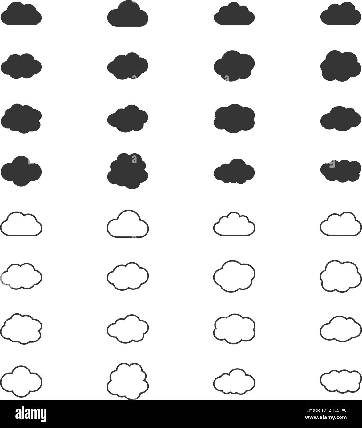 Set di icone cloud, illustrazione vettoriale Illustrazione Vettoriale