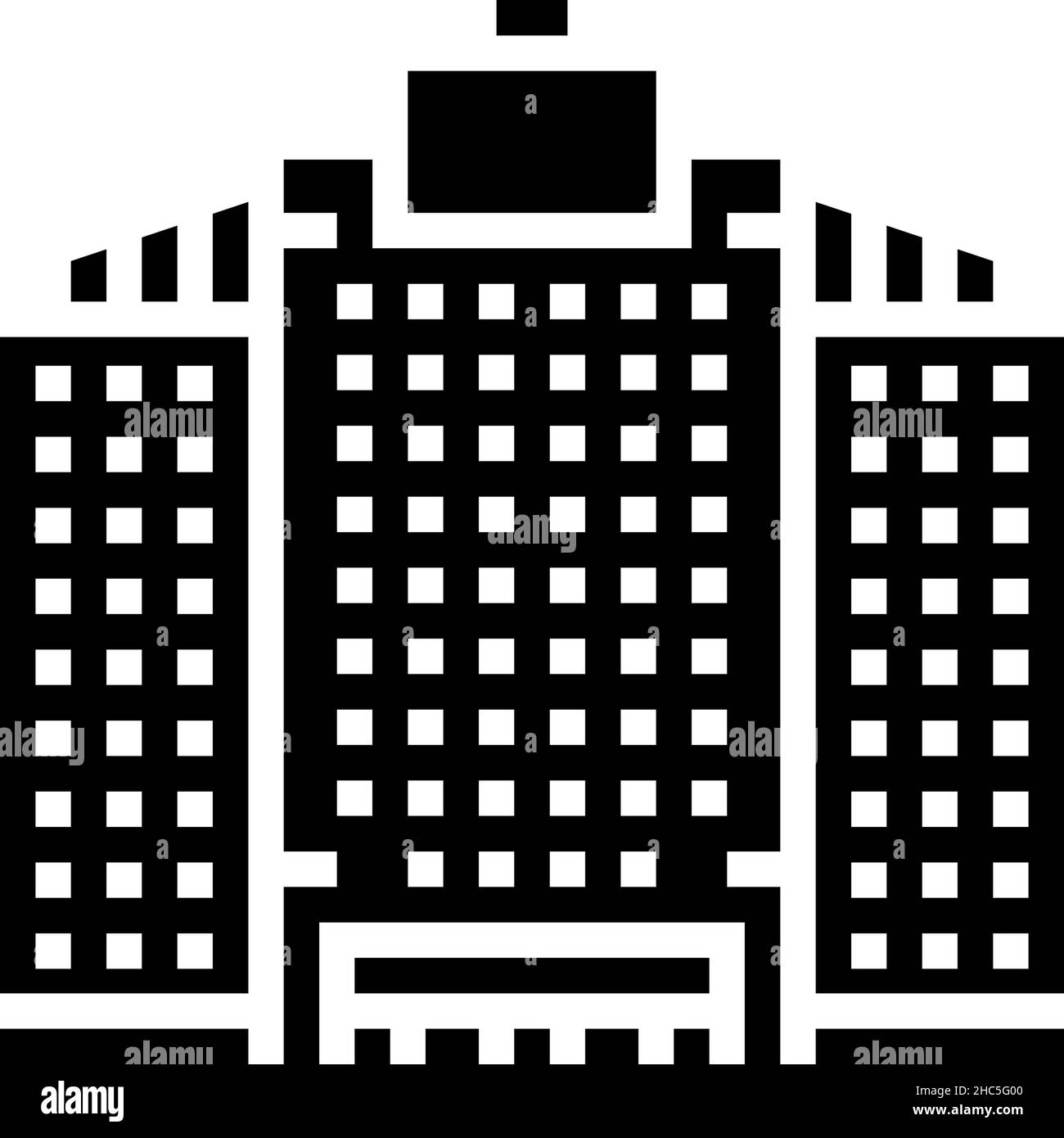 ufficio grattacielo costruzione glifo icona illustrazione vettore Illustrazione Vettoriale