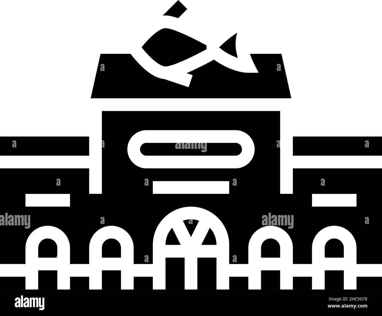 illustrazione del vettore icona glifo del mercato dei frutti di mare Illustrazione Vettoriale