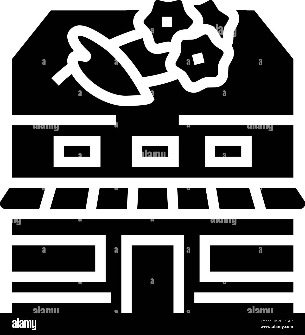 fiore negozio icona glifo vettore illustrazione Illustrazione Vettoriale